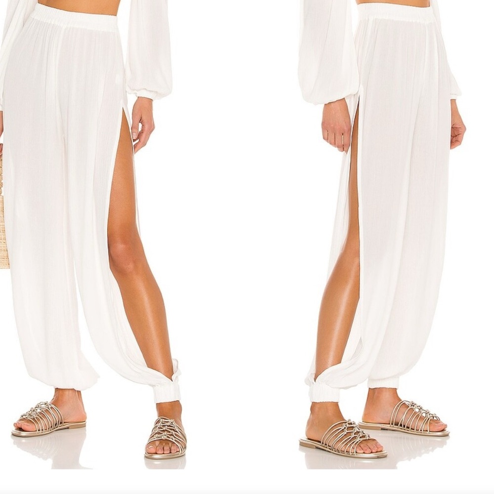 Tularosa‎ White Wide-Leg Pants with High Slits